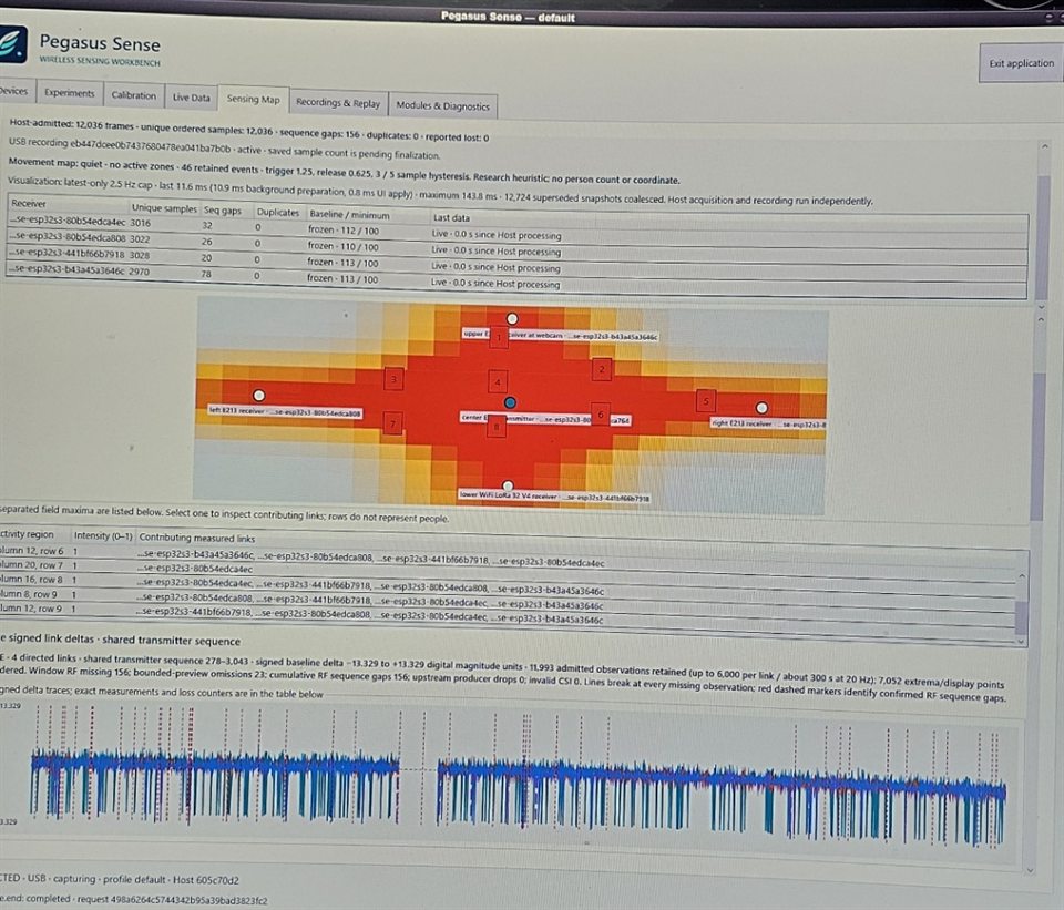 Full Pegasus Sense interface during the closer-position observation